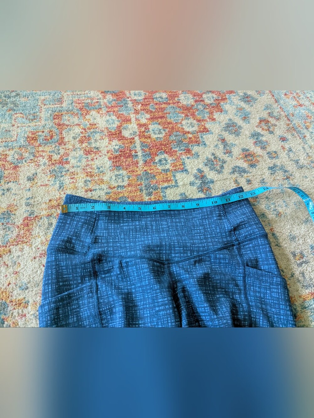 J. McLaughlin Women's XS Active Leggings Blue Crosshatch Pattern Pockets - Picture 7 of 9
